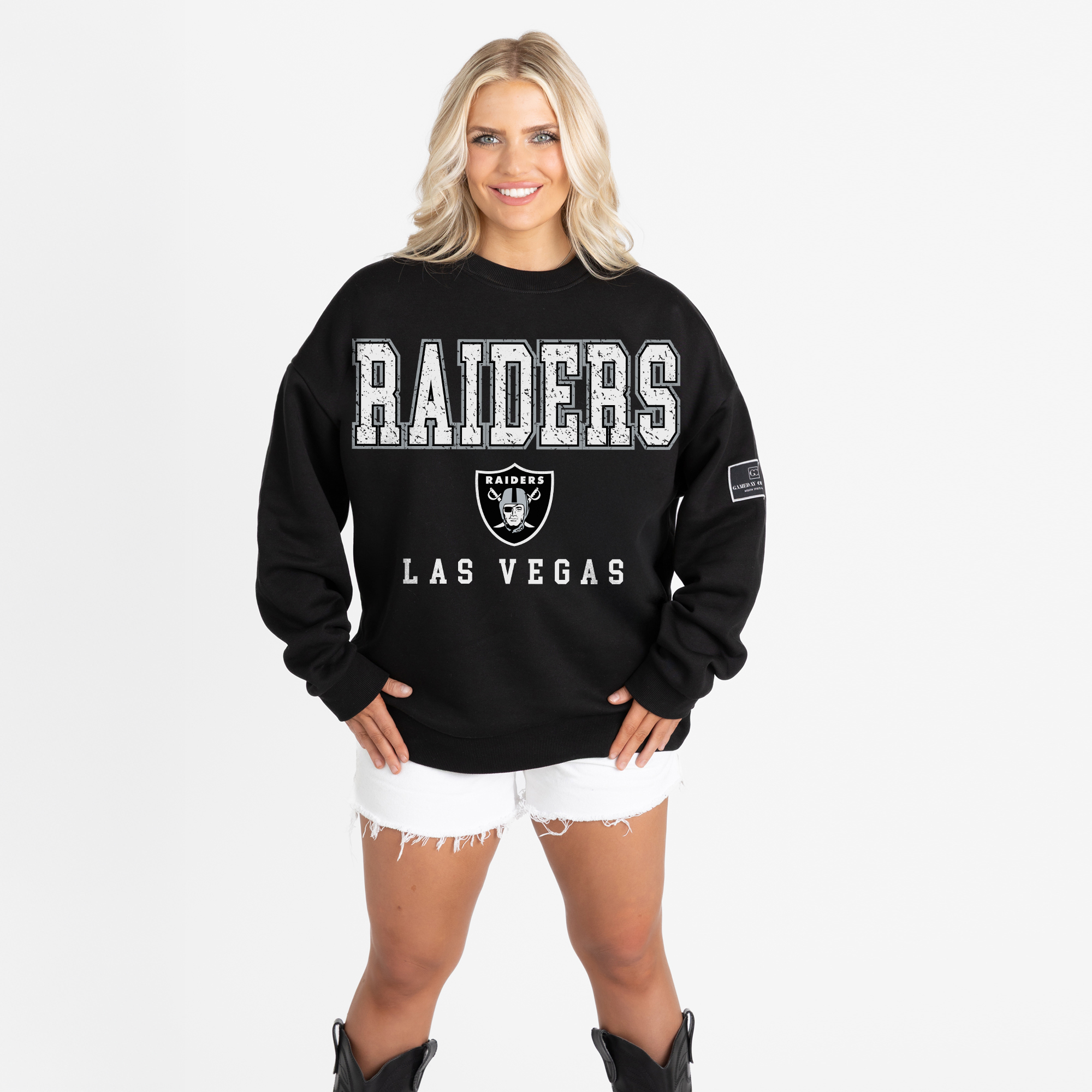 Gameday Couture Women's Black Las Vegas Raiders Oversized Level Up Black Label Premium Fleece Sweatshirt - Black
