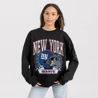 Women's Gameday Couture Black New York Giants Oversized Victory Lane Black Label Premium Fleece Sweatshirt