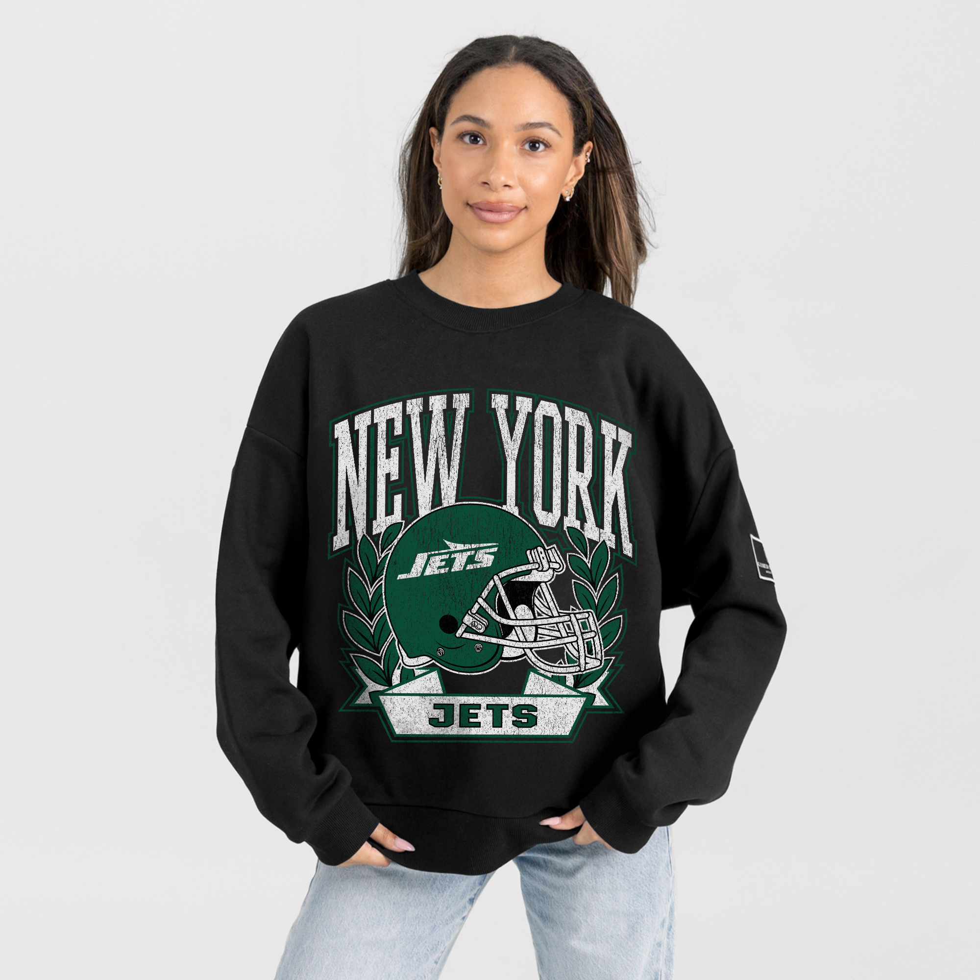 Gameday Couture Women's Black New York Jets Oversized Victory Lane Black Label Premium Fleece Sweatshirt - Black