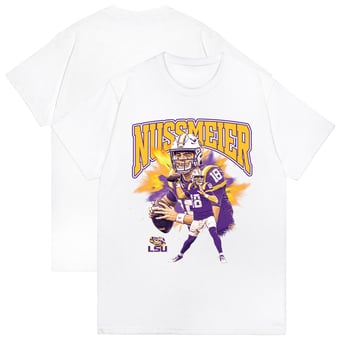 Unisex Garrett Nussmeier White LSU Tigers NIL Collage T-Shirt