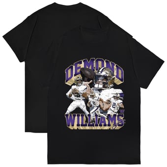Unisex Demond Williams Jr Black Washington Huskies NIL Collage T-Shirt