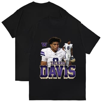 Unisex Tacario Davis Black Washington Huskies NIL Collage T-Shirt