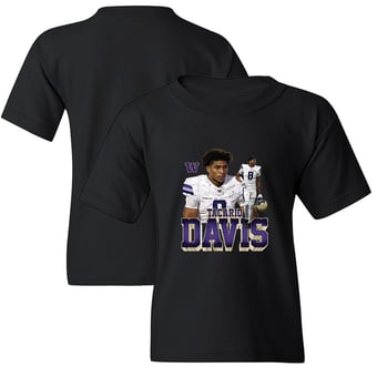 Youth Tacario Davis Black Washington Huskies NIL Collage T-Shirt