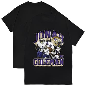 Unisex Jonah Coleman Black Washington Huskies NIL Collage T-Shirt