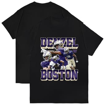 Unisex Denzel Boston Black Washington Huskies NIL Collage T-Shirt