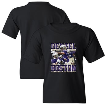 Youth Denzel Boston Black Washington Huskies NIL Collage T-Shirt
