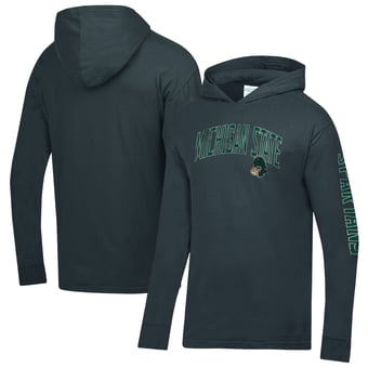 Men's ComfortWash  Charcoal Michigan State Spartans Long Sleeve Hooded T-Shirt