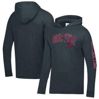 Men's ComfortWash  Charcoal Ohio State Buckeyes Long Sleeve Hooded T-Shirt
