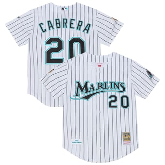 Men's Mitchell & Ness Miguel Cabrera White Florida Marlins 2003 Cooperstown Collection Authentic Jersey