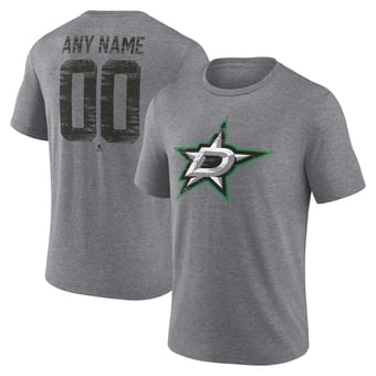 Men's Gray Dallas Stars Heritage Custom Tri-Blend T-Shirt