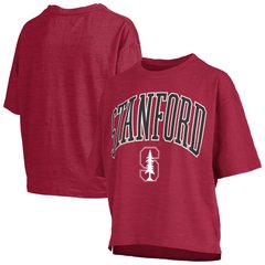 Women's Pressbox Crimson Stanford Cardinal Oversized Nelson Arch Over Logo Slub T-Shirt