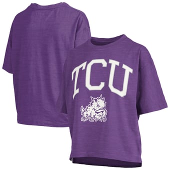 Women's Pressbox Purple TCU Horned Frogs Oversized Nelson Arch Over Logo Slub T-Shirt