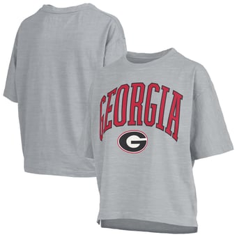 Women's Pressbox Gray Georgia Bulldogs Oversized Nelson Arch Over Logo Slub T-Shirt
