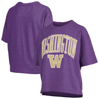Women's Pressbox Purple Washington Huskies Oversized Nelson Arch Over Logo Slub T-Shirt