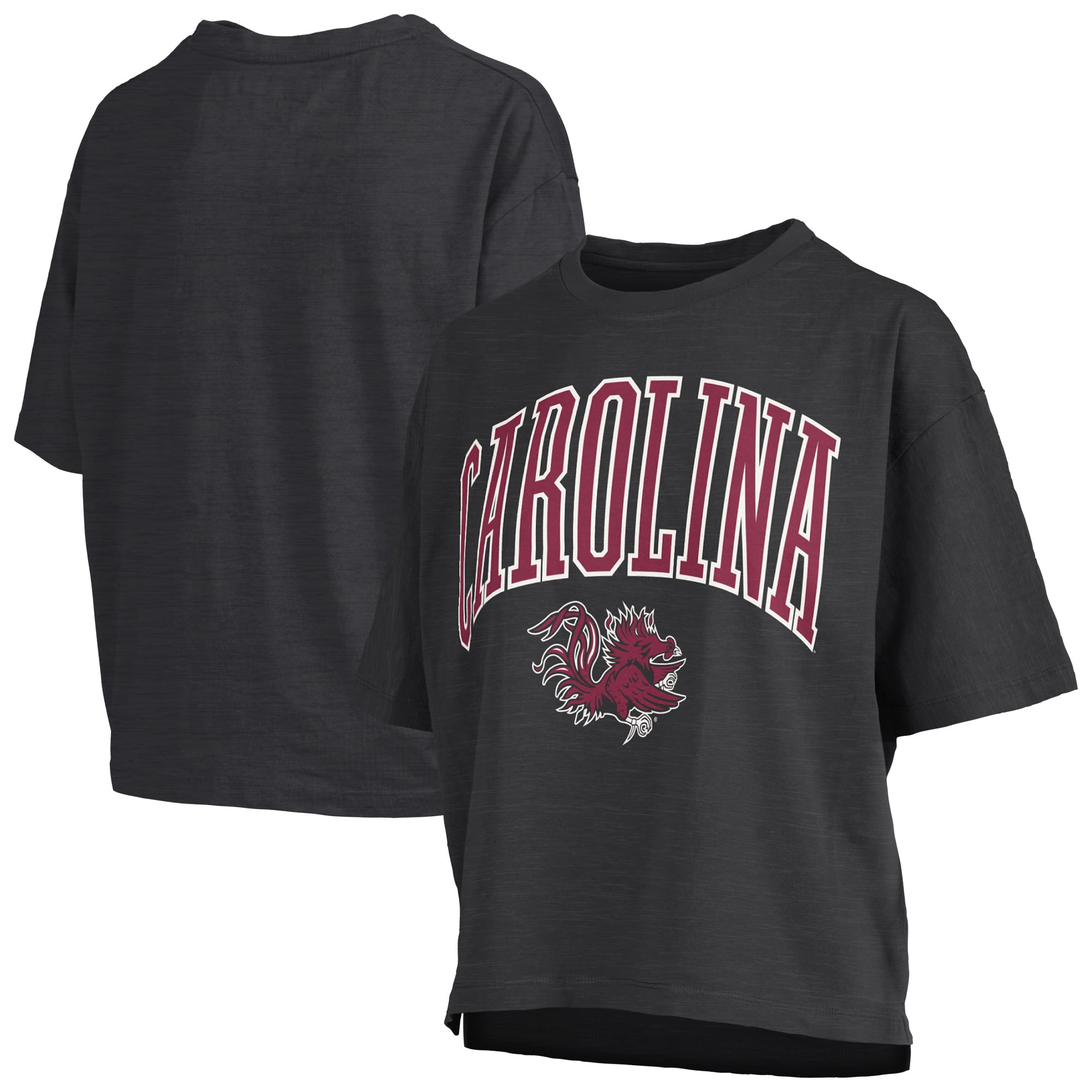 Women's Pressbox Black South Carolina Gamecocks Oversized Nelson Arch Over Logo Slub T-Shirt
