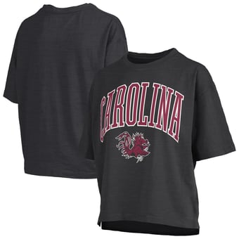 Women's Pressbox Black South Carolina Gamecocks Oversized Nelson Arch Over Logo Slub T-Shirt