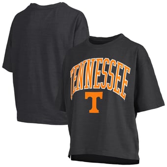 Women's Pressbox Black Tennessee Volunteers Oversized Nelson Arch Over Logo Slub T-Shirt