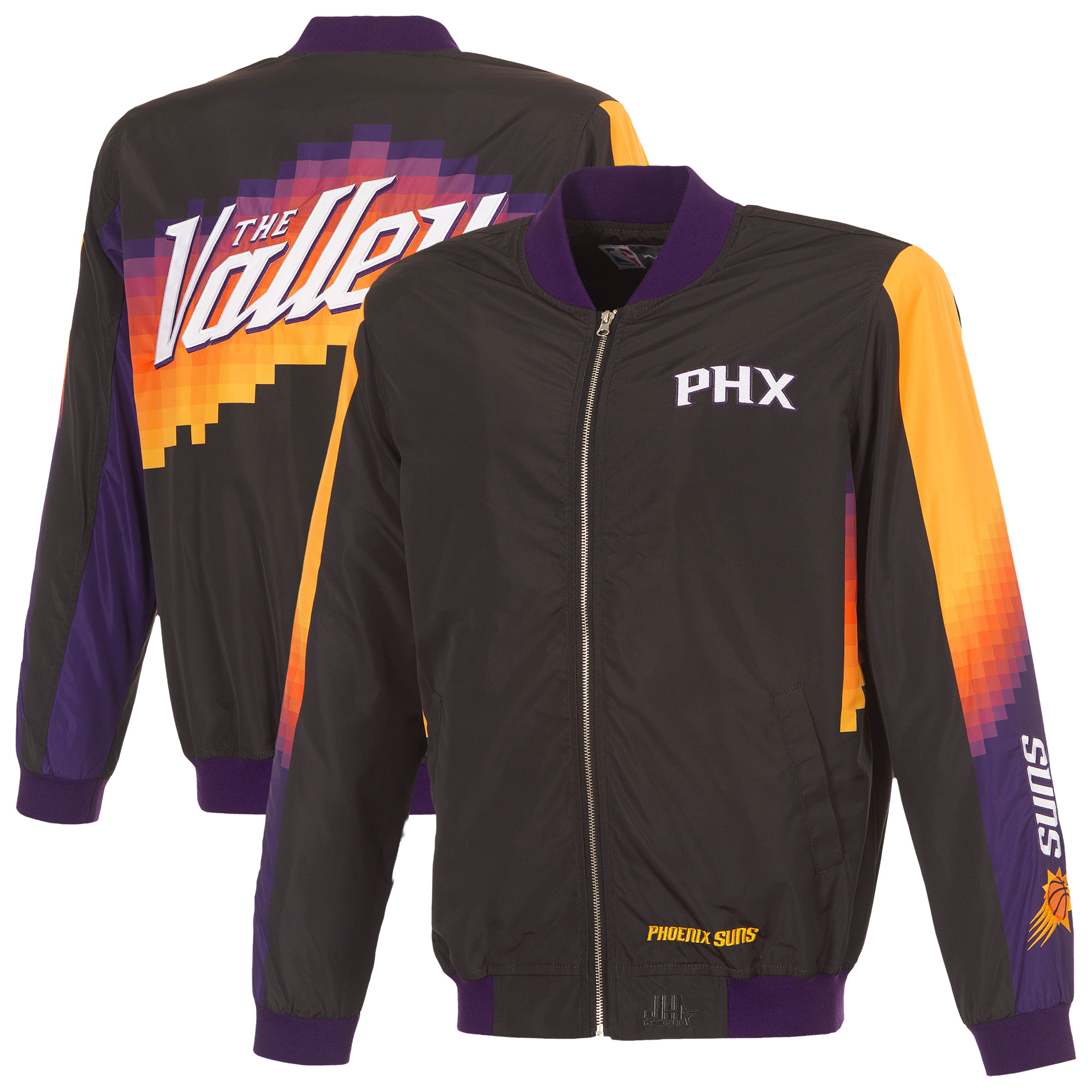 Men's JH Design Black Phoenix Suns Full-Zip Bomber Jacket