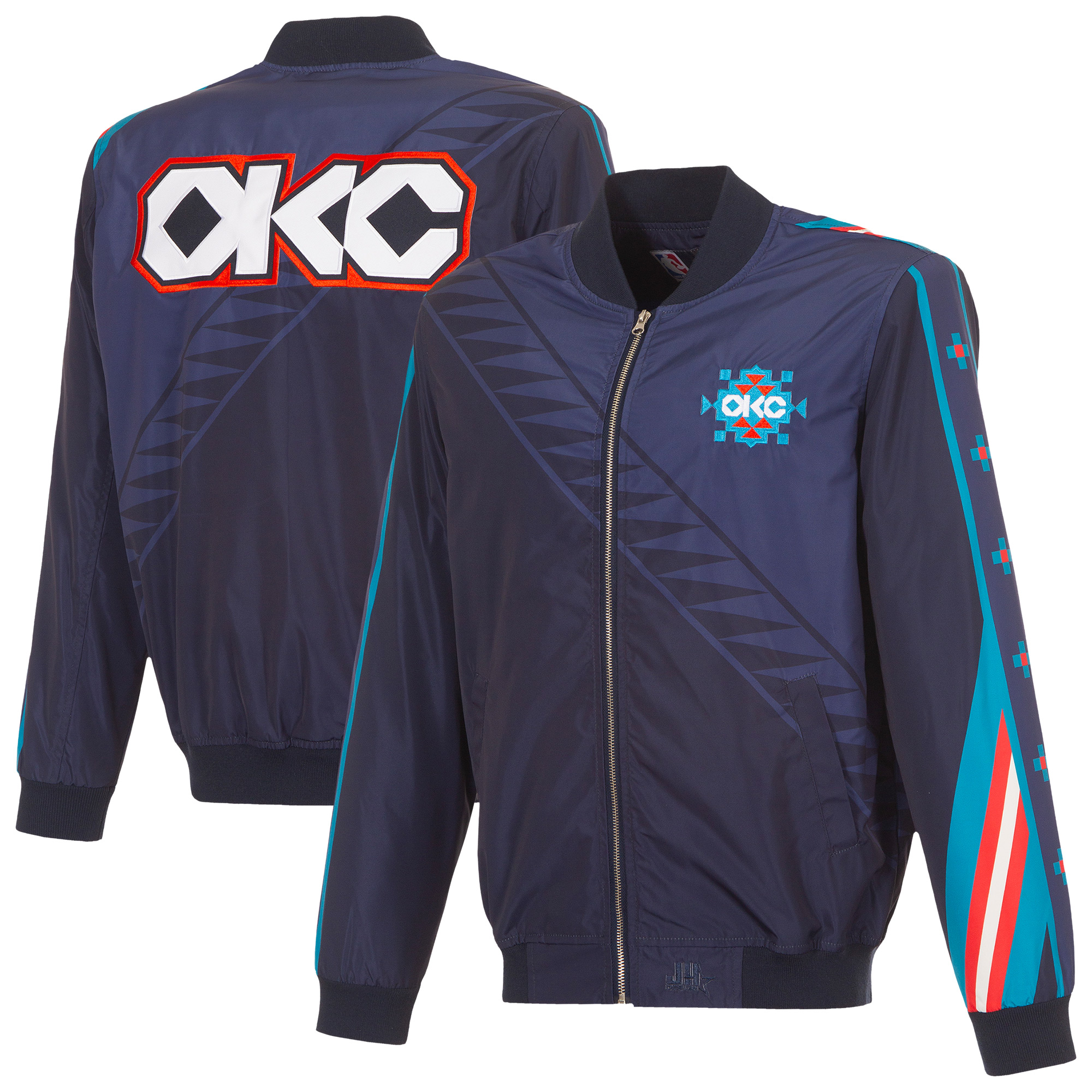 Men's JH Design Navy Oklahoma City Thunder Full-Zip Bomber Jacket