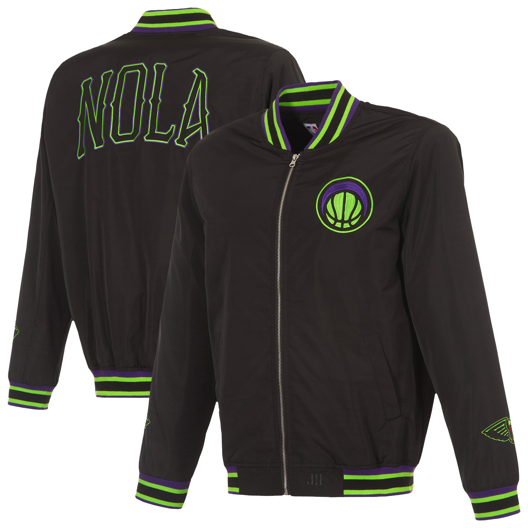 Men's JH Design Black New Orleans Pelicans Full-Zip Bomber Jacket