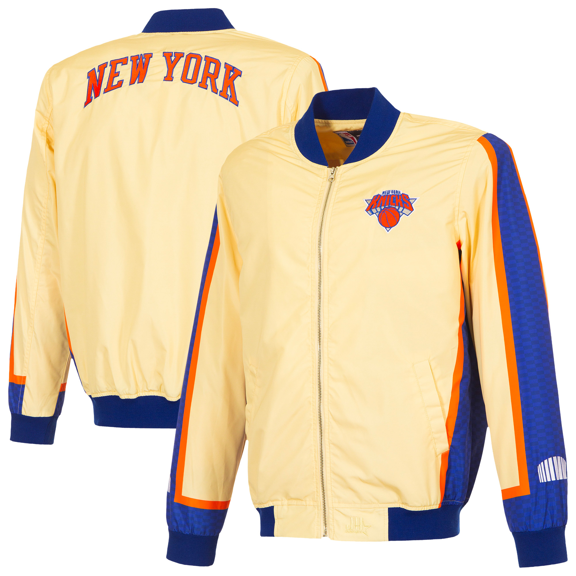 Men's JH Design Cream New York Knicks Full-Zip Bomber Jacket
