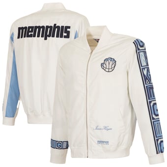 Men's JH Design White Memphis Grizzlies Full-Zip Bomber Jacket