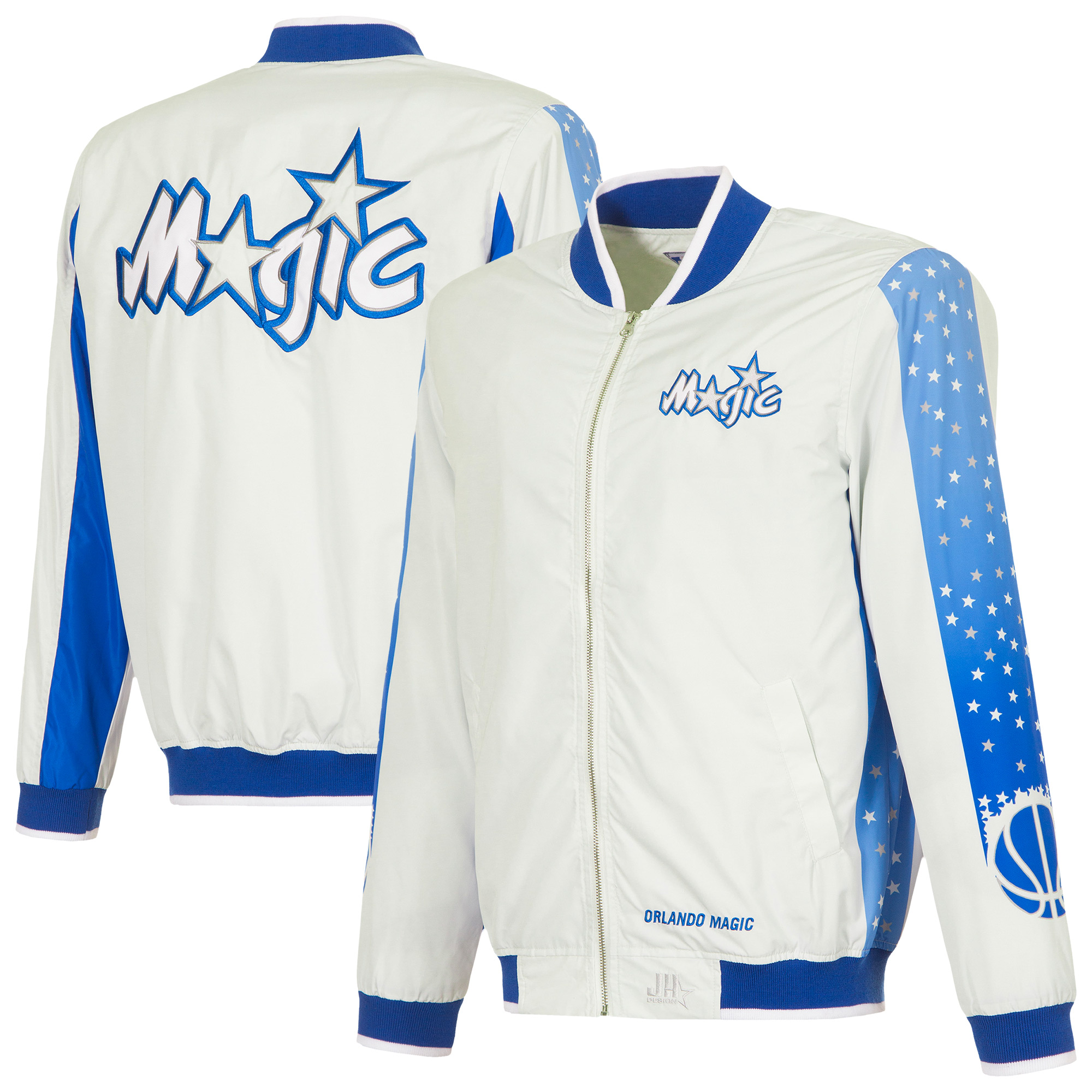 Men's JH Design Gray Orlando Magic Full-Zip Bomber Jacket