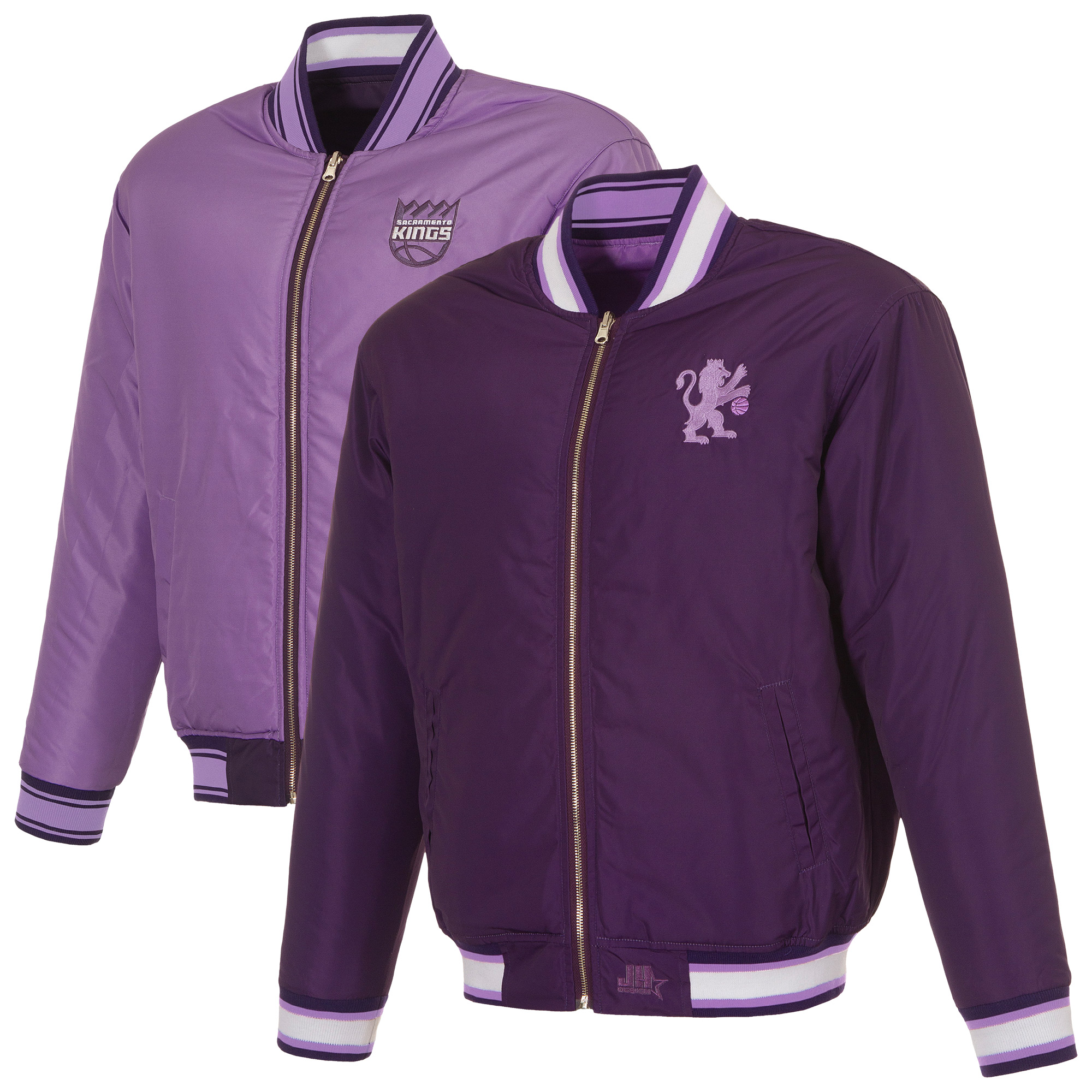 Men's JH Design Purple Sacramento Kings Reversible Full-Zip Flight Jacket