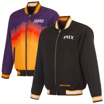 Men's JH Design Black/Purple Phoenix Suns Reversible Full-Zip Flight Jacket