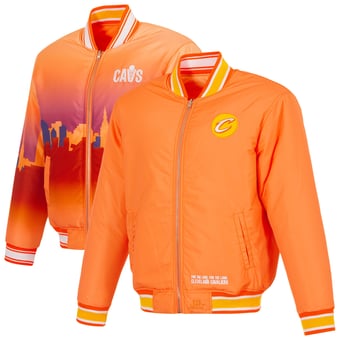 Men's JH Design Orange Cleveland Cavaliers Reversible Full-Zip Flight Jacket