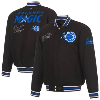 Men's JH Design Black Orlando Magic Reversible Wool Full-Snap Jacket