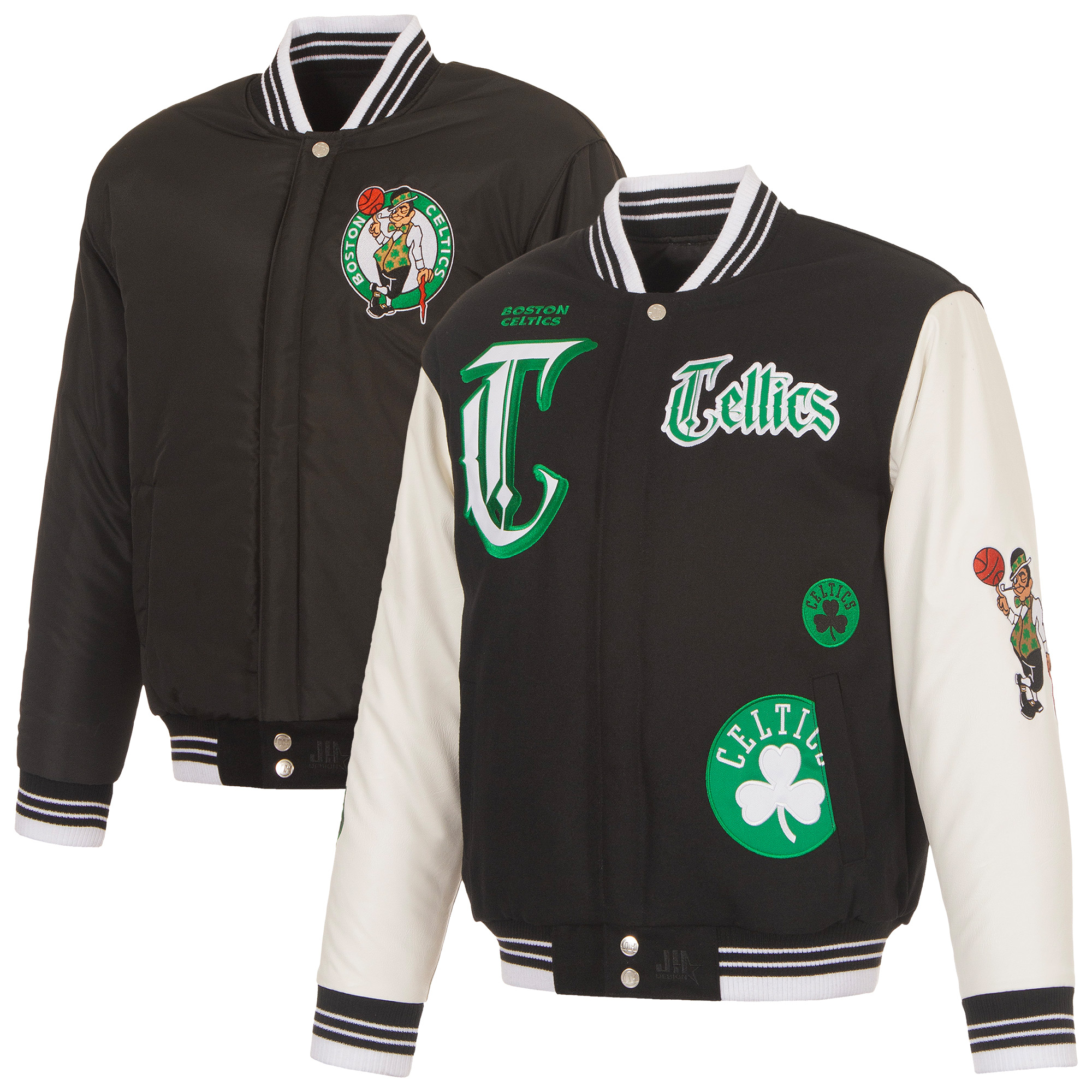 Men's JH Design Black Boston Celtics Gothic Full-Button Jacket