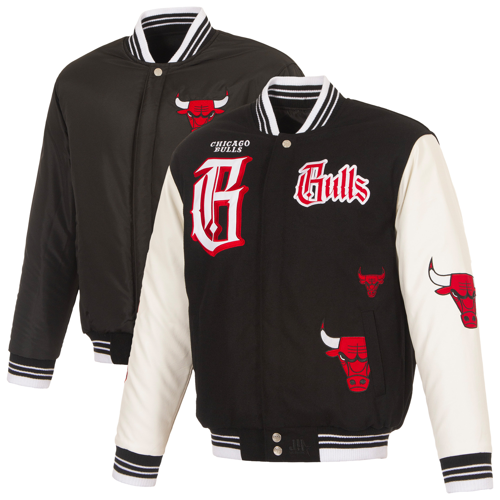 Men's JH Design Black Chicago Bulls Gothic Full-Button Jacket