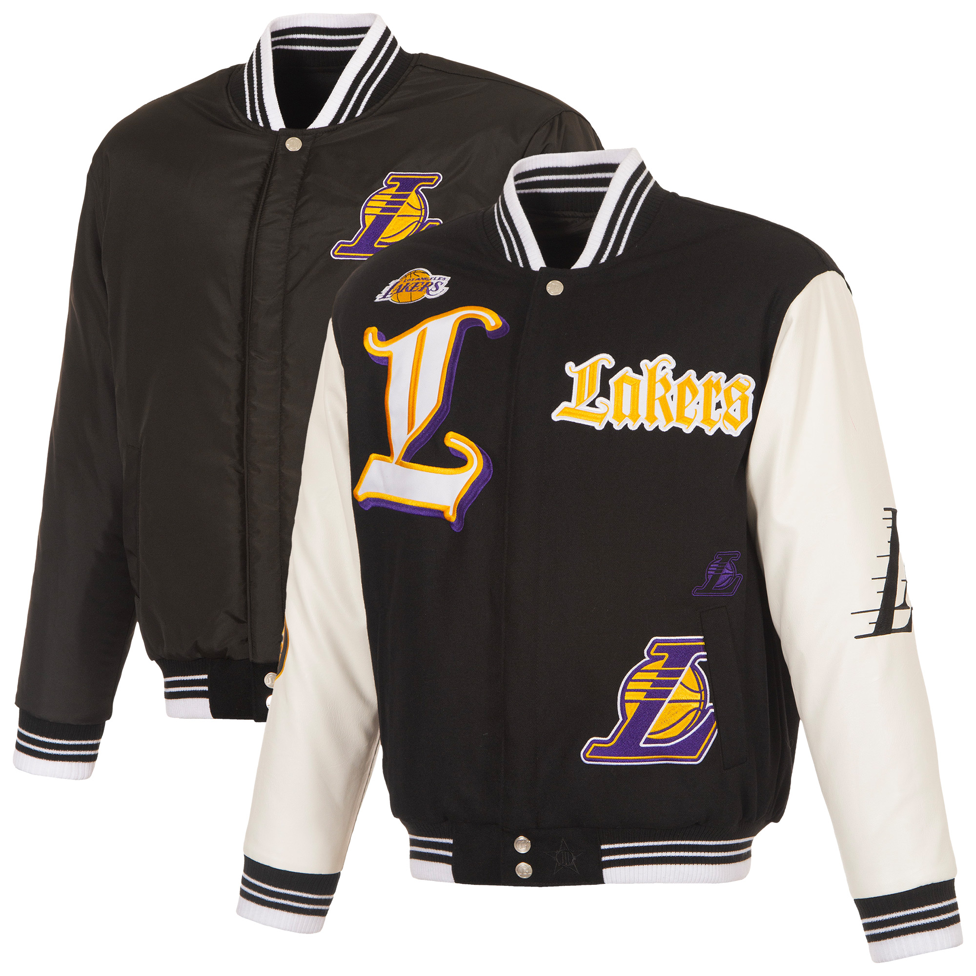 Men's JH Design Black Los Angeles Lakers Gothic Full-Button Jacket