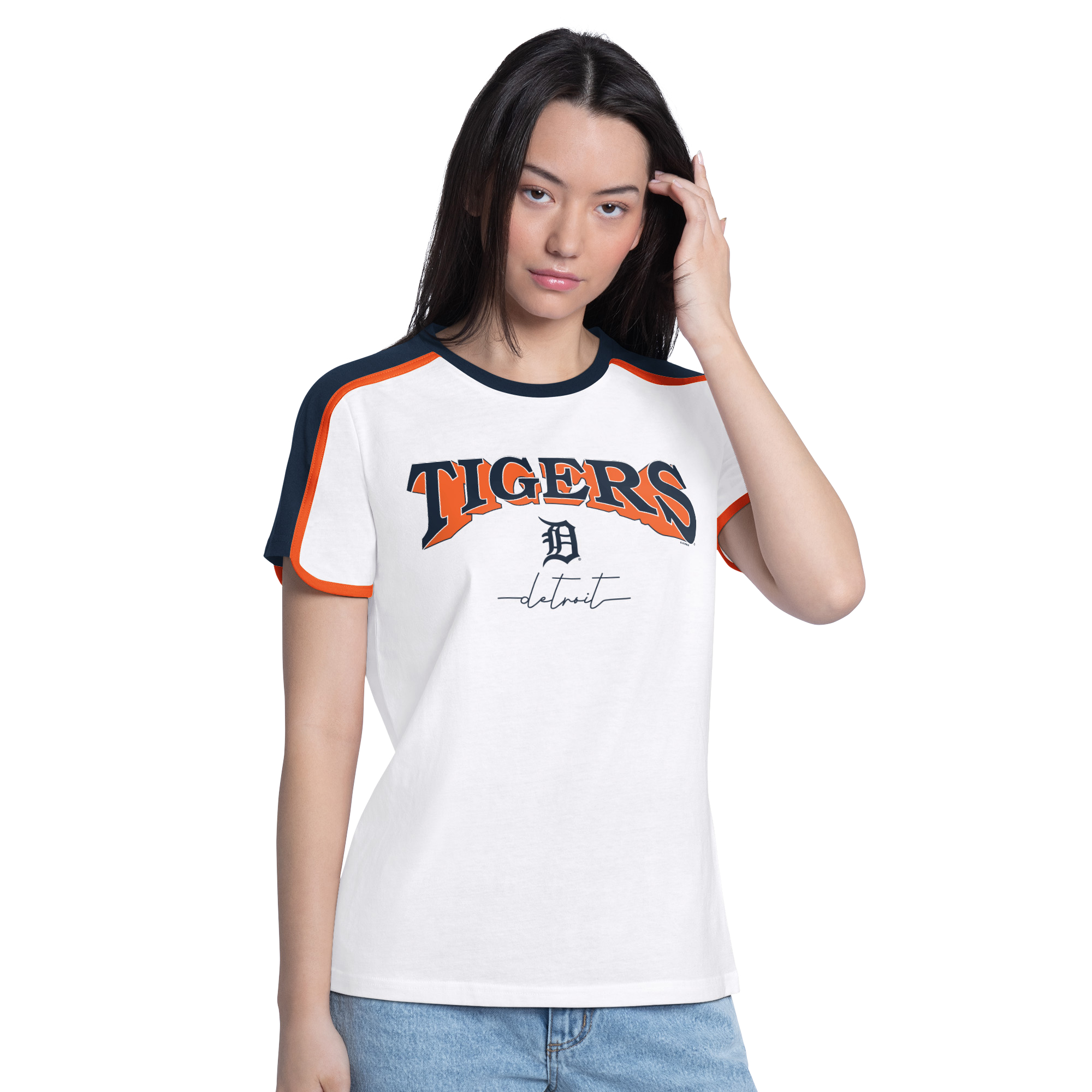 Women's G-III 4Her by Carl Banks  White Detroit Tigers First Lane Fashion T-Shirt