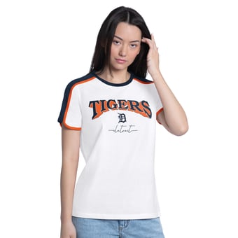 Women's G-III 4Her by Carl Banks  White Detroit Tigers First Lane Fashion T-Shirt
