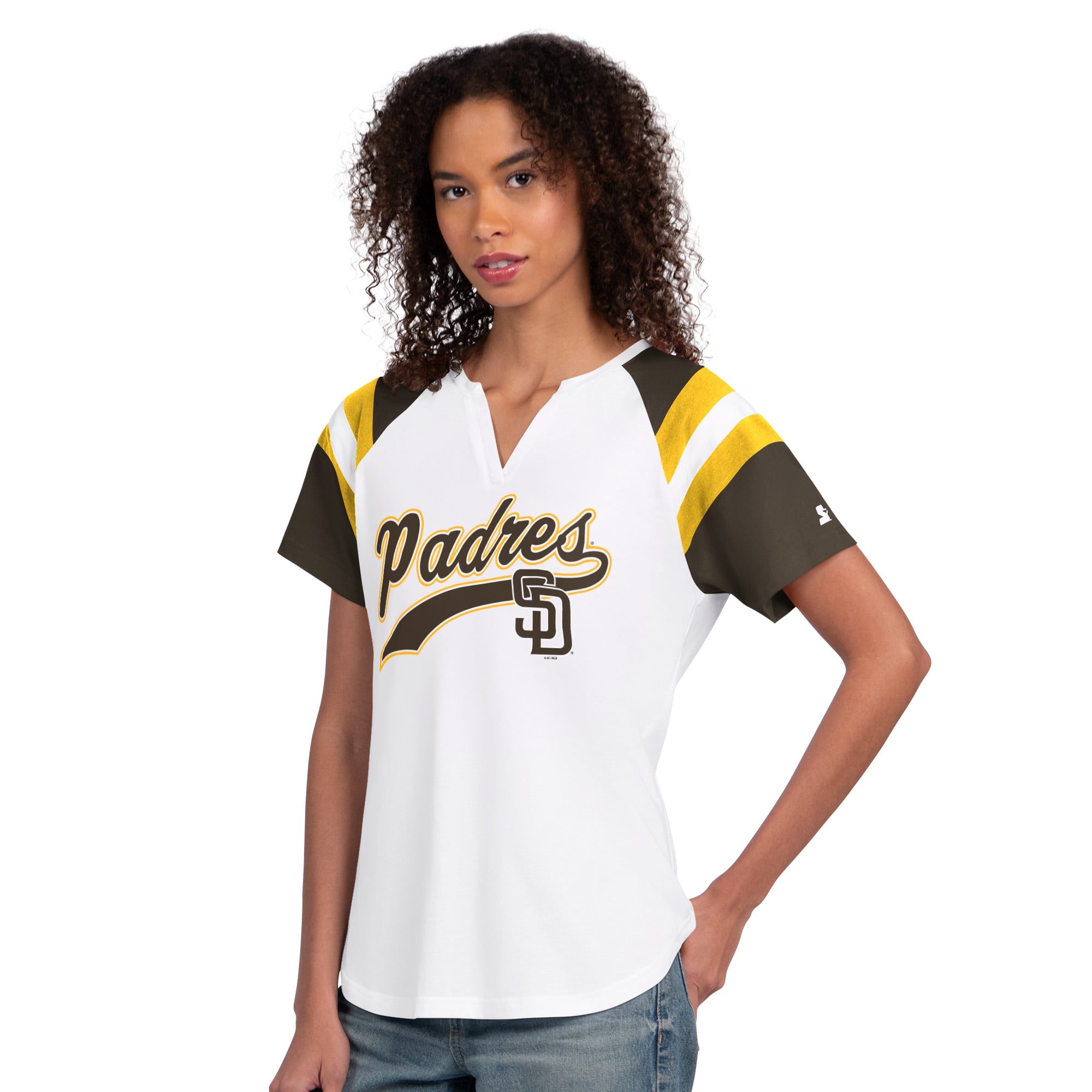 Women's Starter  White San Diego Padres Game On Notch Neck Raglan T-Shirt