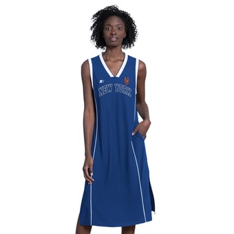 Women's Starter  Royal New York Mets Line Up Sneaker Sleeveless Maxi Dress