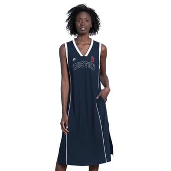 Women's Starter  Navy Boston Red Sox Line Up Sneaker Sleeveless Maxi Dress