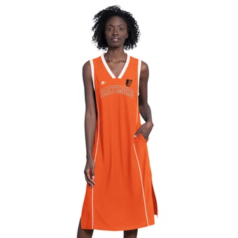 Women's Starter  Orange Baltimore Orioles Line Up Sneaker Sleeveless Maxi Dress