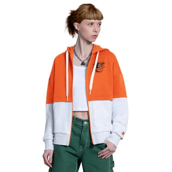 Women's Starter Orange/Heather Gray Baltimore Orioles Wishbone Full-Zip Hoodie