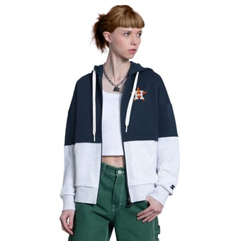 Women's Starter Navy/Heather Gray Houston Astros Wishbone Full-Zip Hoodie
