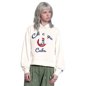 Women's Starter Cream Chicago Cubs Baseline Hoodie Sweatshirt