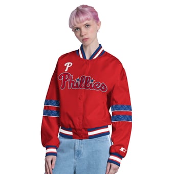Women's Starter  Red Philadelphia Phillies Interception Full-Snap Varsity Jacket