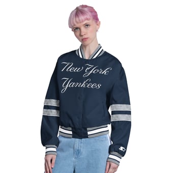 Women's Starter  Navy New York Yankees Interception Full-Snap Varsity Jacket