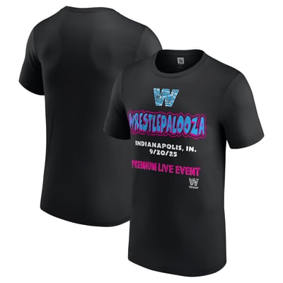 Men's Black WrestlePalooza 2025 Retro T-Shirt