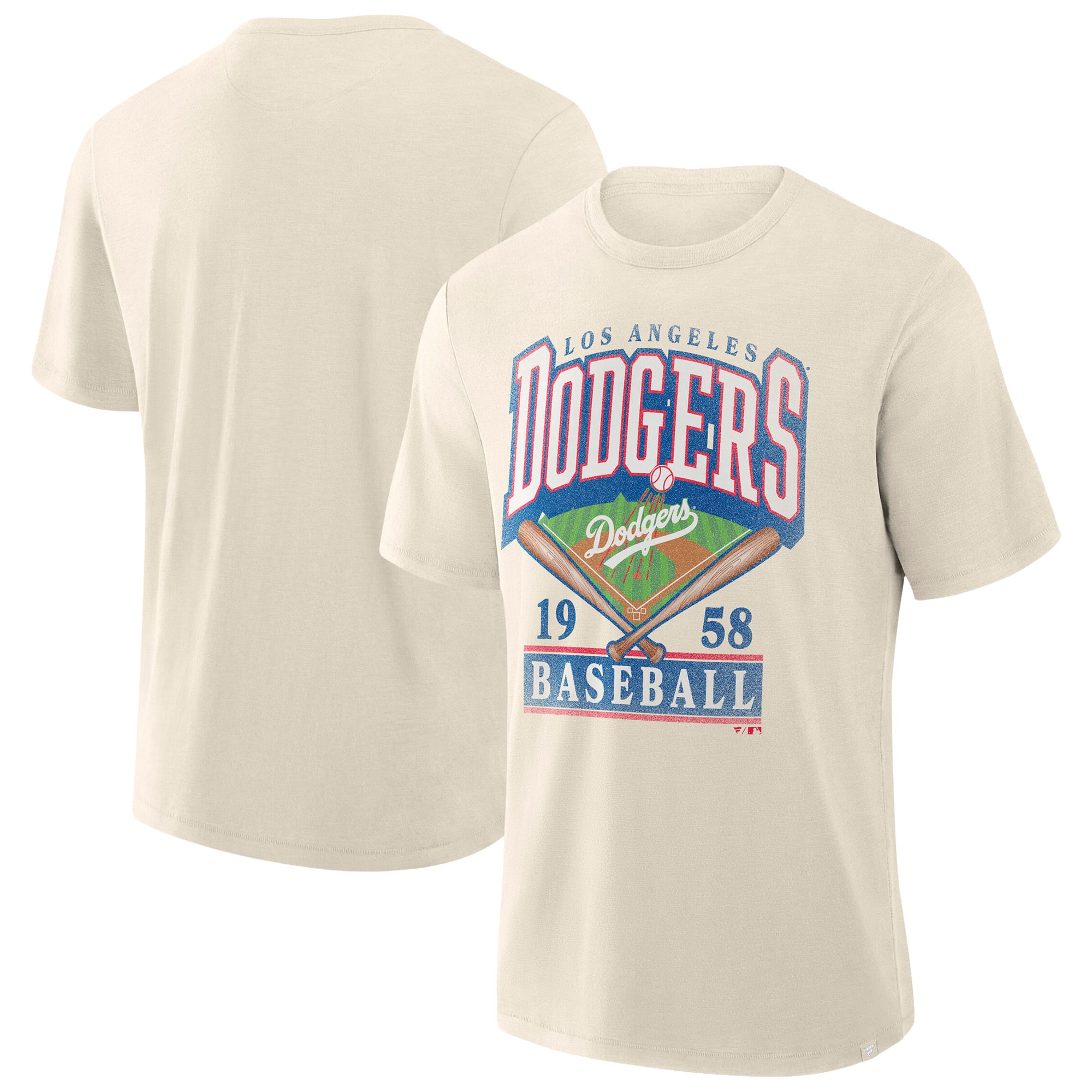 Men's Profile  Cream Los Angeles Dodgers Big & Tall Screen Print T-Shirt