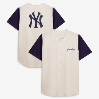 Men's Profile  Cream New York Yankees Big & Tall Full-Button Jersey