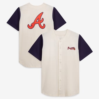 Men's Profile  Cream Atlanta Braves Big & Tall Full-Button Jersey