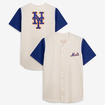 Men's Profile  Cream New York Mets Big & Tall Full-Button Jersey